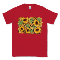 Red cactus leopard sunflower glitter background Classic Tee - AdoDesignShop