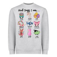 Heather Grey gos says ı am easter Heavyweight Sweatshirt - MaliasSmallBusiness