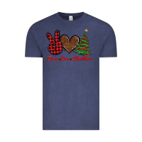 Vintage Denim peace love christmas Vintage Tee - BarkalooDesign
