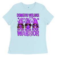Baby Blue Domestic Violence Warrior Afro Gnomes Ladies Tee - texasbilliewilder