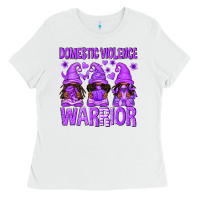 White Domestic Violence Warrior Afro Gnomes Ladies Tee - texasbilliewilder