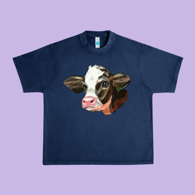 Holstein Calf Face Urban Heavy Tee Designed By Lillyallendesigns