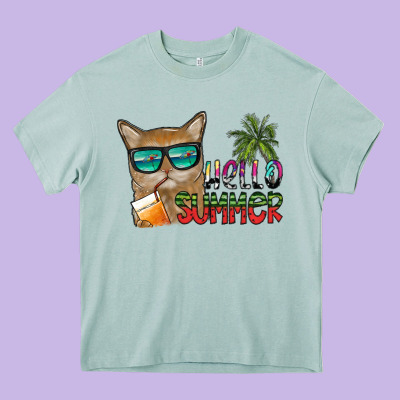 Hello Summer Heavy Core Tee Designed By Sublimationcraftshop