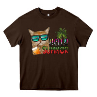 Chocolate Brown hello summer Heavy Core Tee - SublimationCraftShop