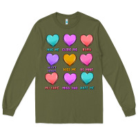 Army Green valentine's day candy hearts Long Sleeve Tee - MaliasSmallBusiness