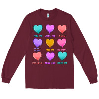 Burgundy valentine's day candy hearts Long Sleeve Tee - MaliasSmallBusiness
