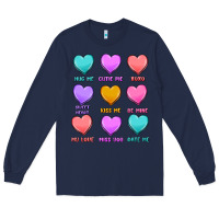 Navy valentine's day candy hearts Long Sleeve Tee - MaliasSmallBusiness