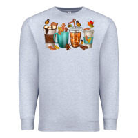 Heather Grey Thankful Coffee Cups Premium Sweatshirt - texasbilliewilder