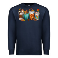 Navy Thankful Coffee Cups Premium Sweatshirt - texasbilliewilder