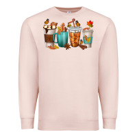 Pale Pink Thankful Coffee Cups Premium Sweatshirt - texasbilliewilder