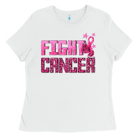 White Fight Cancer Ladies Tee - texasbilliewilder