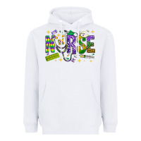 White Mardi Gras Nurse Heavyweight Hoodie - NancyCooperArtShop