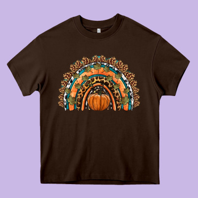 Fall Pumpkin Rainbow Heavy Core Tee Designed By Hra Design Shop