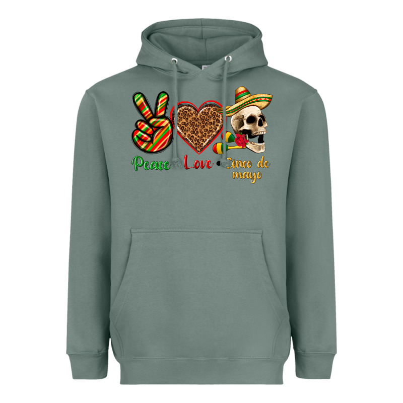 Peace Love Cinco De Mayo Heavyweight Hoodie by texasbilliewilder | Teevron