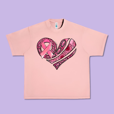Breast Cancer Awareness Heart Urban Heavy Tee Designed By Jasminsmagicworld