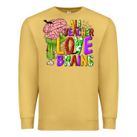 Antique Gold All Teacher Love Brains Premium Sweatshirt - texasbilliewilder