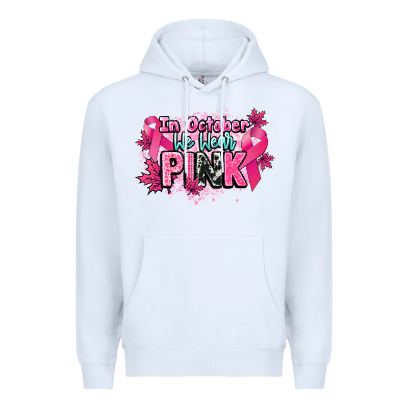 In October We Wear Pink Cancer Awareness Premium Hoodie by HowdyJamesFarm | Teevron