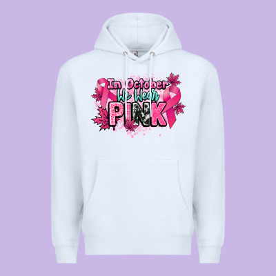 In October We Wear Pink Cancer Awareness Premium Hoodie Designed By Howdyjamesfarm