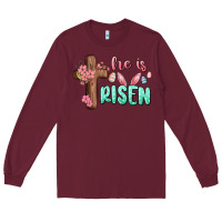 Burgundy he is risen Long Sleeve Tee - MaliasSmallBusiness