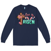 Navy he is risen Long Sleeve Tee - MaliasSmallBusiness