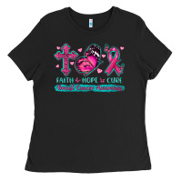 Black Faith Hope Cure Breast Cancer Awareness Ladies Tee - texasbilliewilder