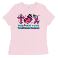 Faith Hope Cure Breast Cancer Awareness Ladies Tee | Teevron