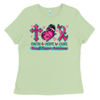 Matcha Faith Hope Cure Breast Cancer Awareness Ladies Tee - texasbilliewilder