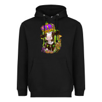 Black Mardi Gras cow Heavyweight Hoodie - NancyCooperArtShop