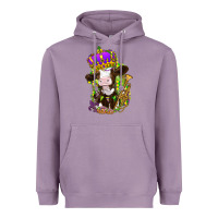 Lavender Mardi Gras cow Heavyweight Hoodie - NancyCooperArtShop