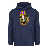 Navy Mardi Gras cow Heavyweight Hoodie - NancyCooperArtShop