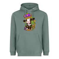 Sage Mardi Gras cow Heavyweight Hoodie - NancyCooperArtShop