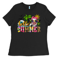 Black hello summer cow Ladies Tee - Zillion Design Studio