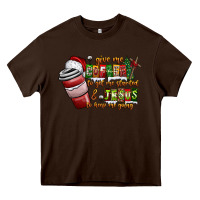 Chocolate Brown Coffee  Jesus Heavy Core Tee - CowhideDigitalArt