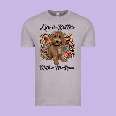 Life Is Better With A Maltipoo Vintage Tee Designed By Barkaloodesign