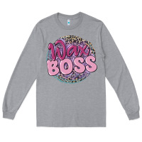 Heather Grey wax boss Long Sleeve Tee - MaliasSmallBusiness