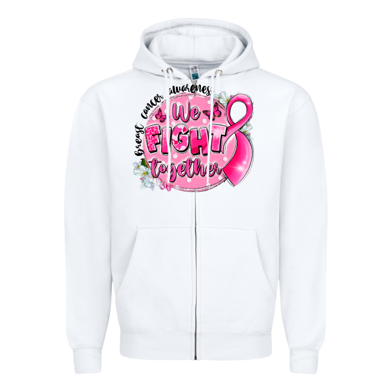 Breast Cancer Awareness We Fight Together Zipper Hoodie by LillyAllenDesigns | Teevron
