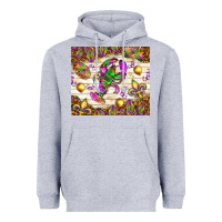 Heather Grey Mardi Gras with crab Heavyweight Hoodie - NancyCooperArtShop