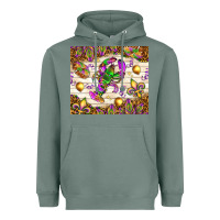 Sage Mardi Gras with crab Heavyweight Hoodie - NancyCooperArtShop