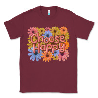 Burgundy choose happy Classic Tee - MaliasSmallBusiness