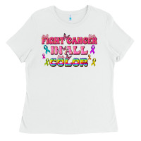 White Fight Cancer In All Color Ladies Tee - texasbilliewilder