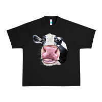 Black Cute Holstein Face Urban Heavy Tee - LillyAllenDesigns