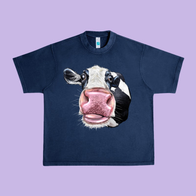 Cute Holstein Face Urban Heavy Tee Designed By Lillyallendesigns