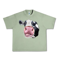 Oil Green Cute Holstein Face Urban Heavy Tee - LillyAllenDesigns