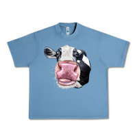Pebble Blue Cute Holstein Face Urban Heavy Tee - LillyAllenDesigns