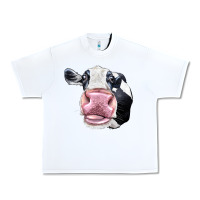 White Cute Holstein Face Urban Heavy Tee - LillyAllenDesigns