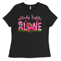 Black Football Nobody Fights Alone Ladies Tee - texasbilliewilder