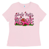 Bubblegum Pink Football Nobody Fights Alone Ladies Tee - texasbilliewilder
