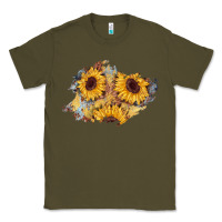 Army Green sunflower glitter leather patch Classic Tee - AdoDesignShop