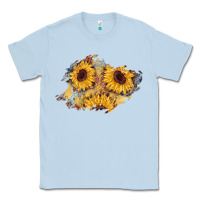 Dusty Blue sunflower glitter leather patch Classic Tee - AdoDesignShop