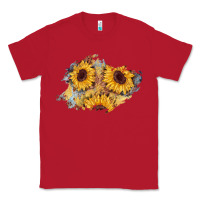Red sunflower glitter leather patch Classic Tee - AdoDesignShop